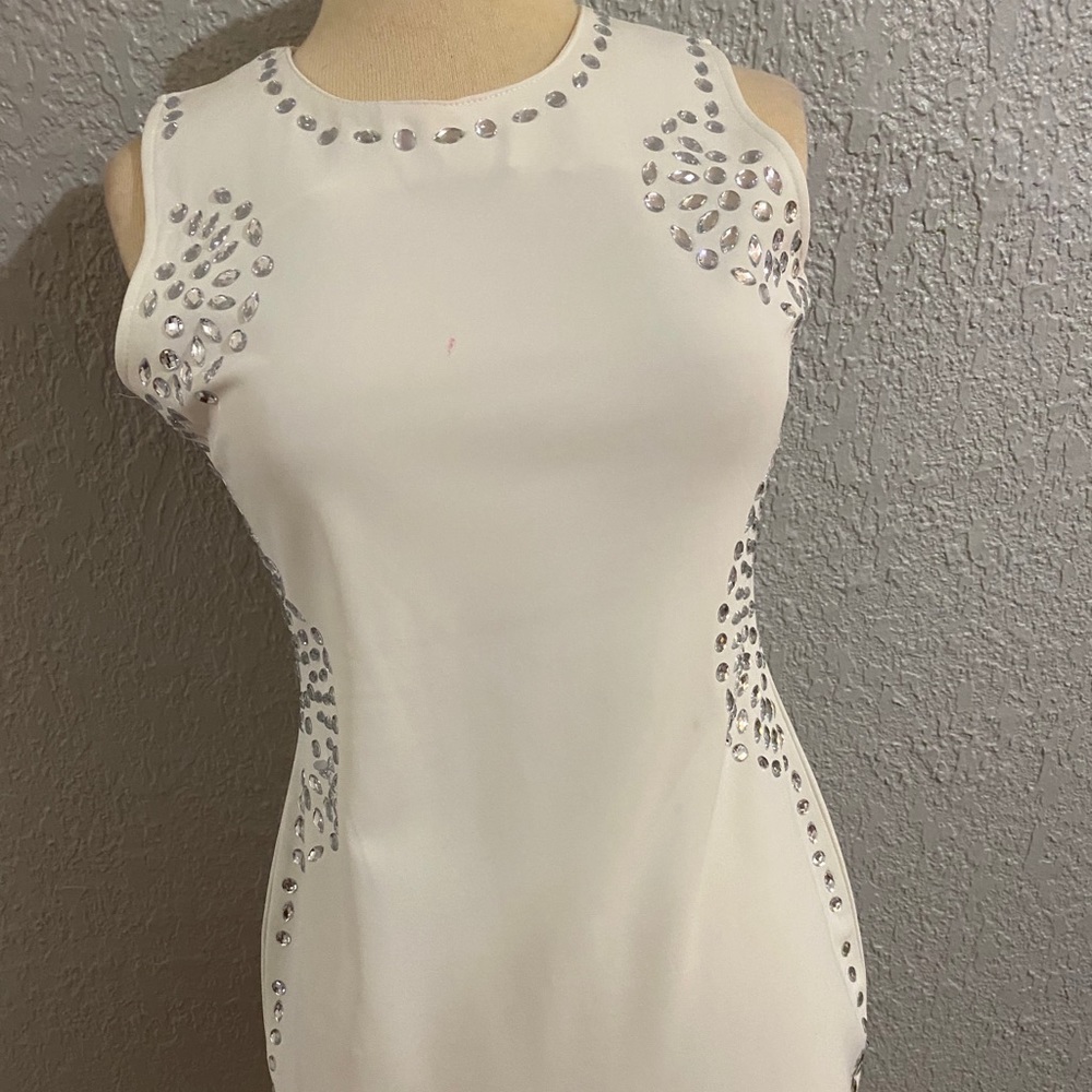 White beaded skin tight dress. Worn once.